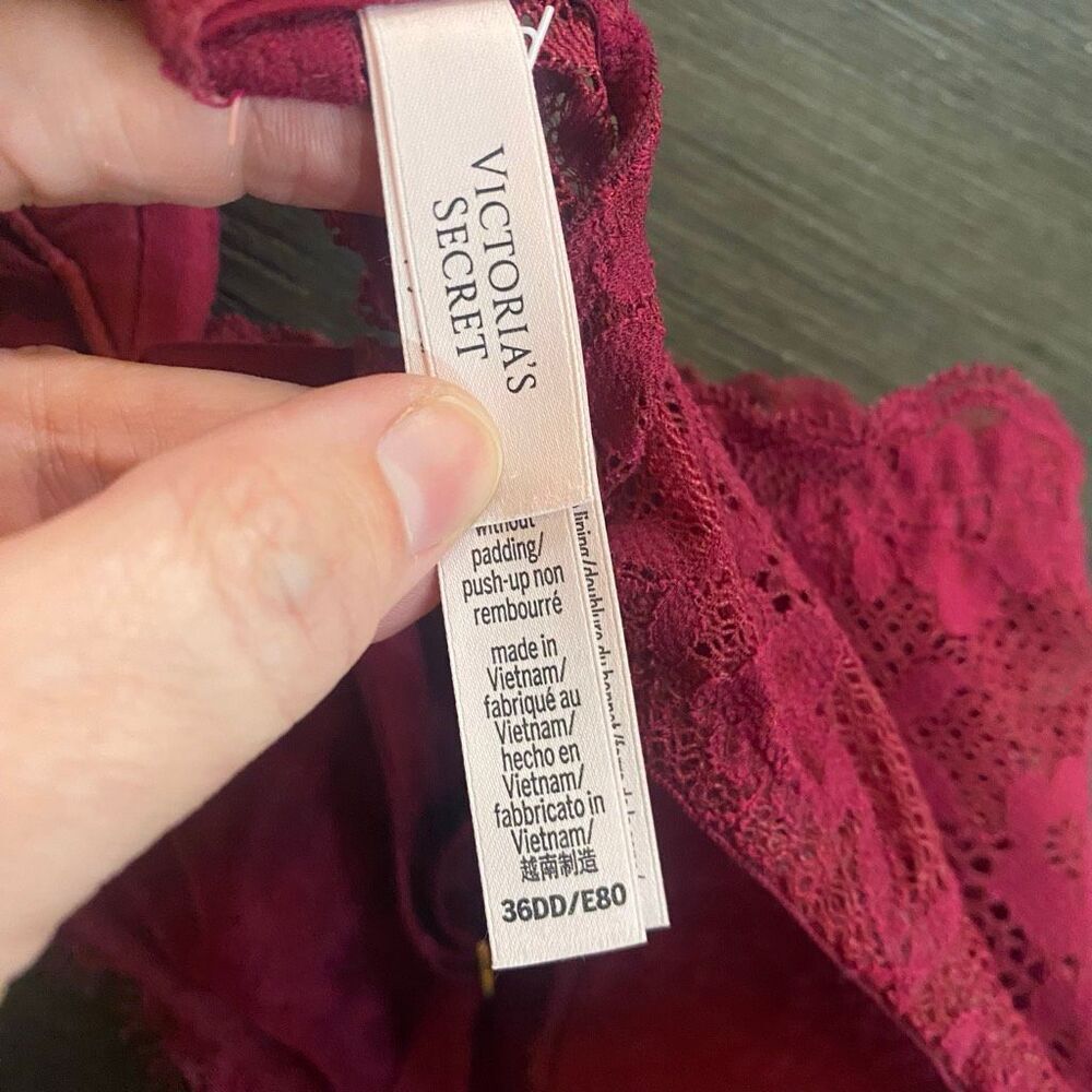 Victoria’s Secret bra wired size 36 DD lace purplish red - Picture 4 of 4